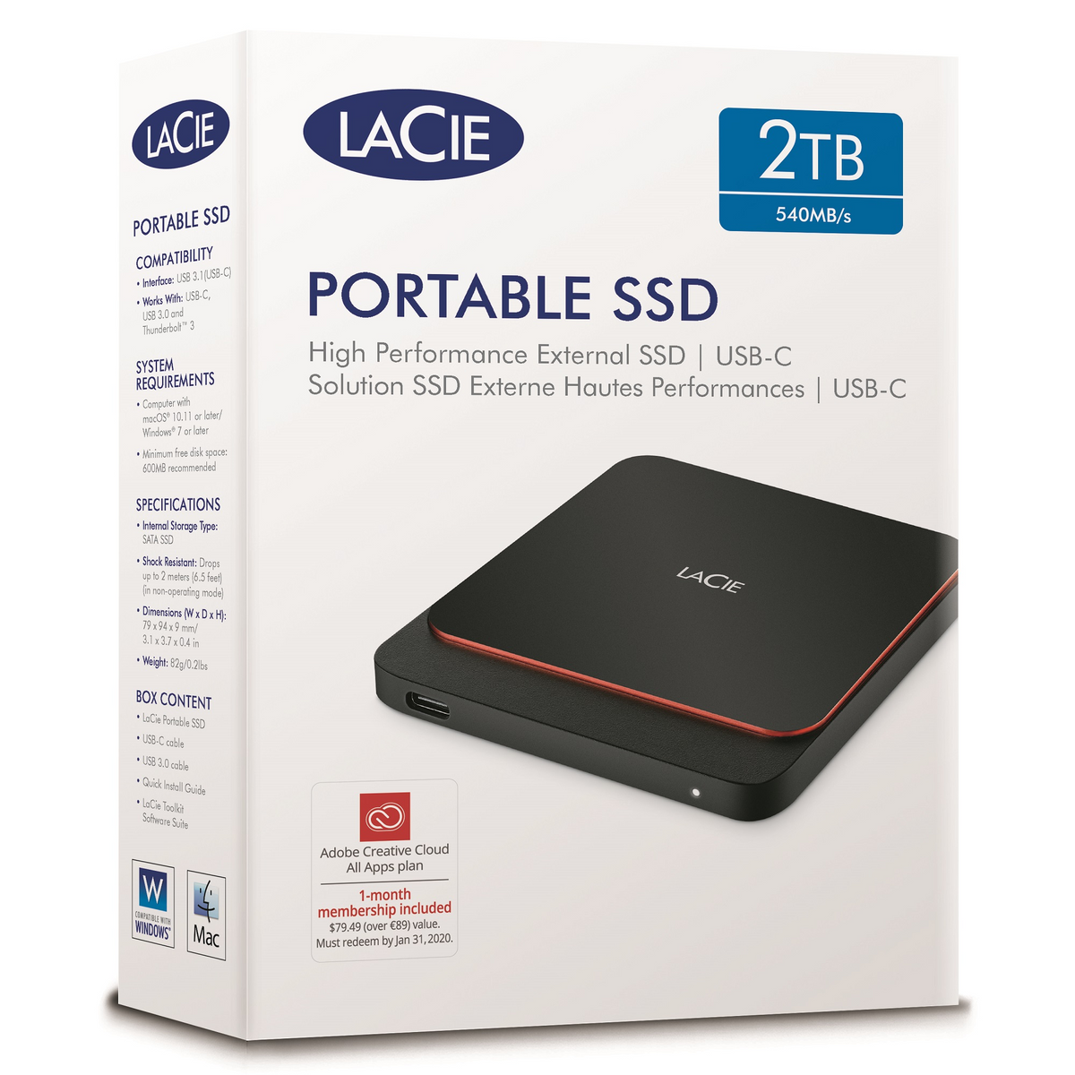 2TB Seagate LaCie Portable External USB3.0 SSD Drive - Black – RH ...